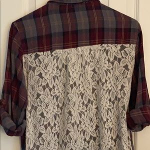Plaid lacy flannel